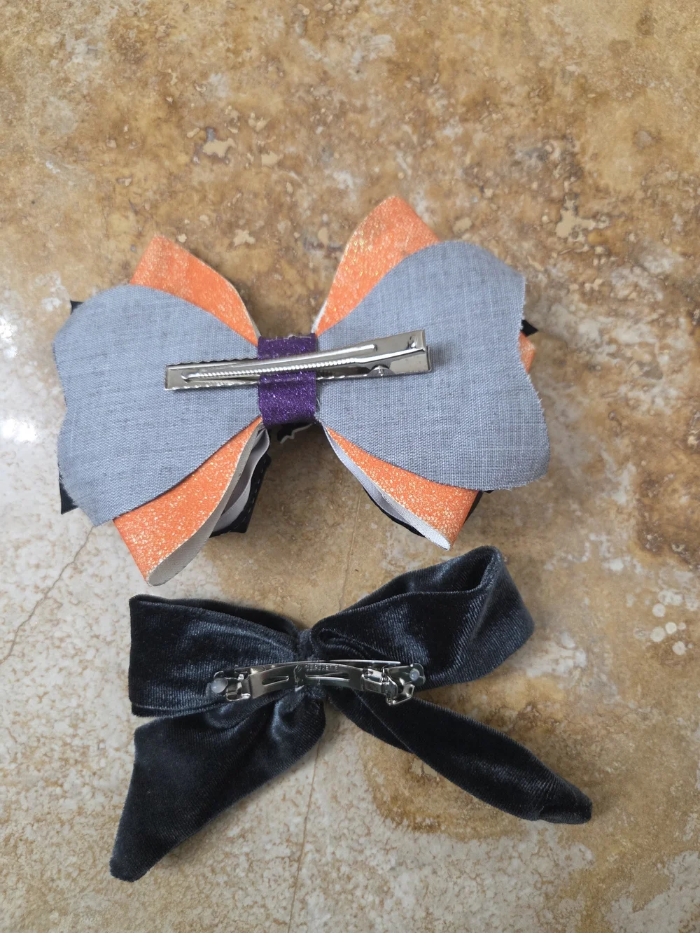 Halloween 'BOO' Layered Bow & Black Velvet Bow Set
